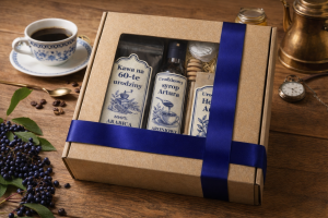 Zestaw Prezentowy Personalizowany URODZINY IMIĘ WIEK Kawa Herbata Syrop Miód Konfitura 