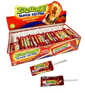 Zazuage Super Tattoo Strawberry Lizaki z Tatuażem Truskawka 50szt 