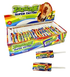 Zazuage Super Tattoo Tutti Frutti Lizaki z Tatuażem Owocowe 50szt 