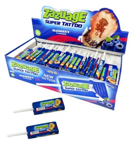 Zazuage Super Tattoo Blueberry Lizaki z Tatuażem Jagoda 50szt 