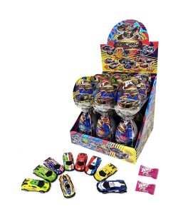 Racing Sport Plastic Eggs Jajka z Zabawką Niespodzianki AUTA Samochody 18szt x 5g 
