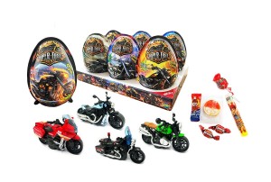 XXXL Super Fast Motorcycle Plastic Egg Jajka z Zabawką Niespodzianki Motocykl 6szt x 25g
