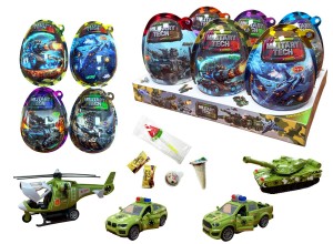 XXXL Military Tech Plastic Eggs Jajka z Zabawką Niespodzianki Pojazdy Wojskowe 6szt x 25g
