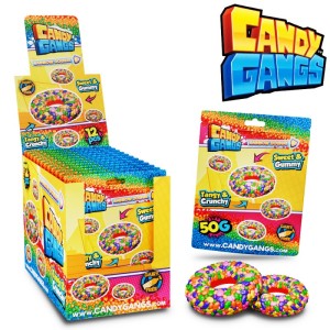 Candy Gangs Rainbow Donuts Żelki Pokryte Chrupiącymi Drażetkami 12szt x 50g
