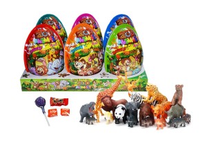XXXL Zoo Animals Plastic Eggs Jajka Niespodzianki Figurka Słodycz 6szt x 25g