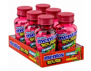 Mentos Sours Drażetki Kwaśne Bez Cukru Truskawka 6szt x 49g 
