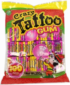 Guma Balonowa Crazy Tattoo z tatuażem 100 szt 